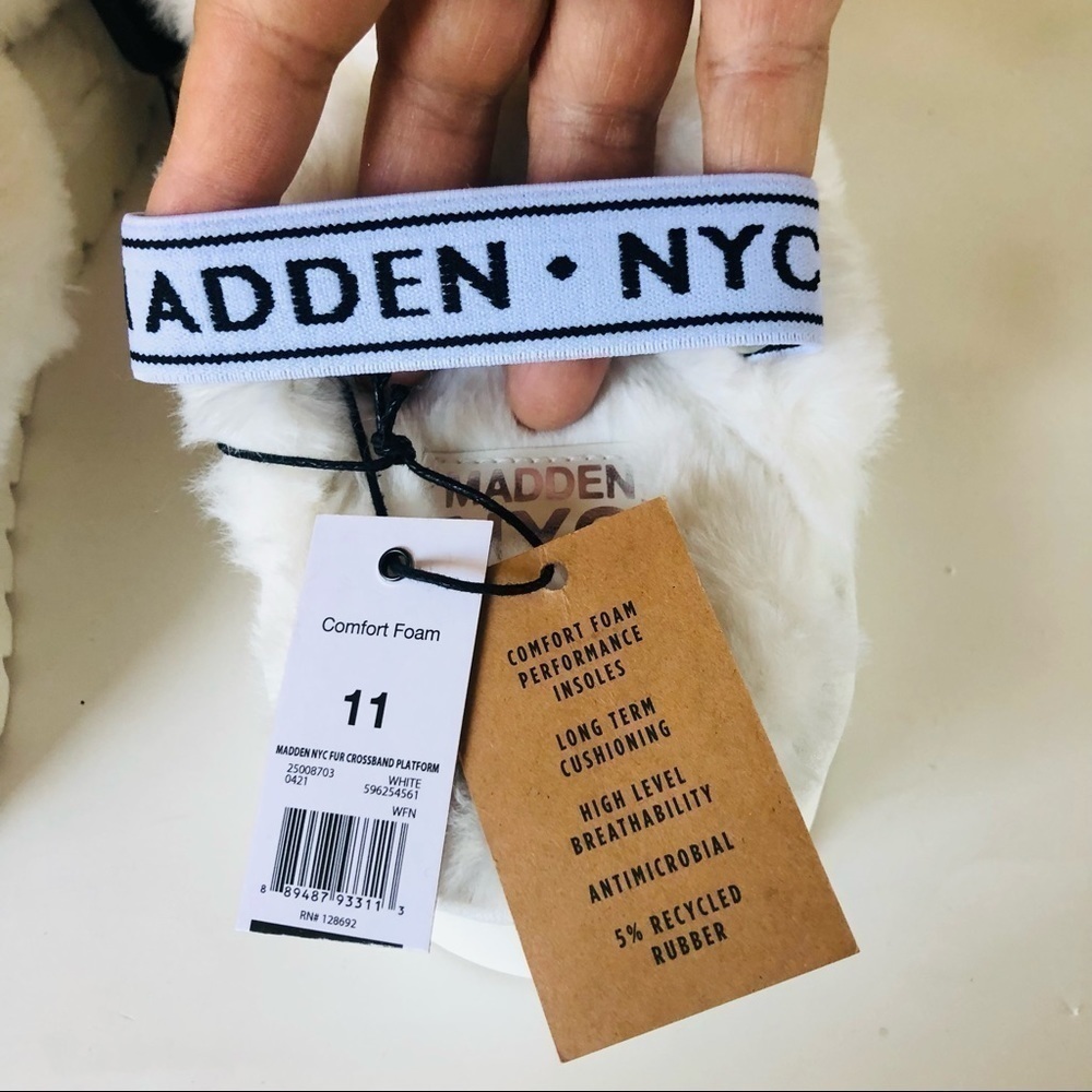 Madden NYC Women’s Faux Fur Crossband Slingback Platform Slides slippers 11 - Picture 8 of 9